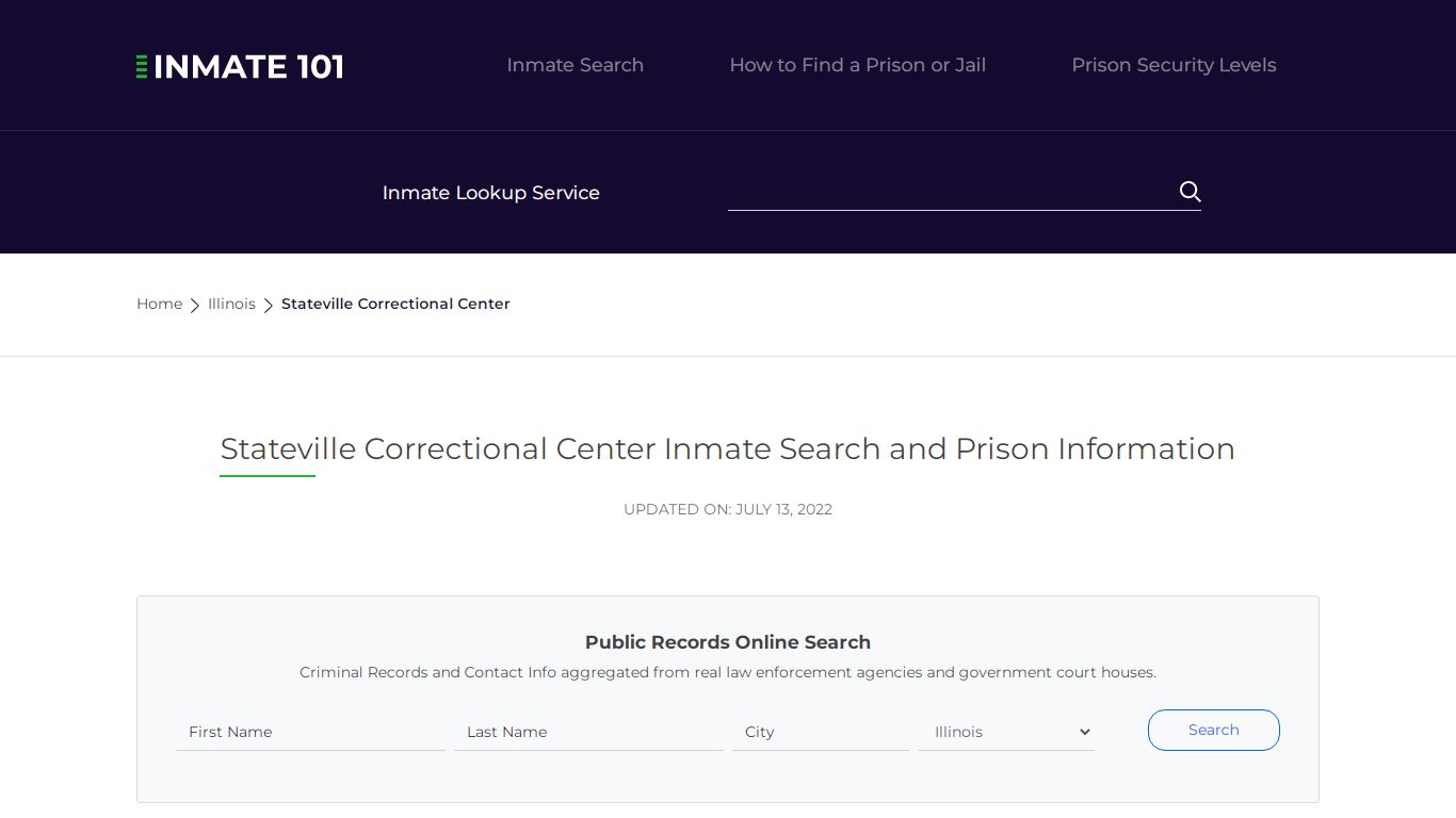 Stateville Correctional Center Inmate Search, Visitation, Phone no ...